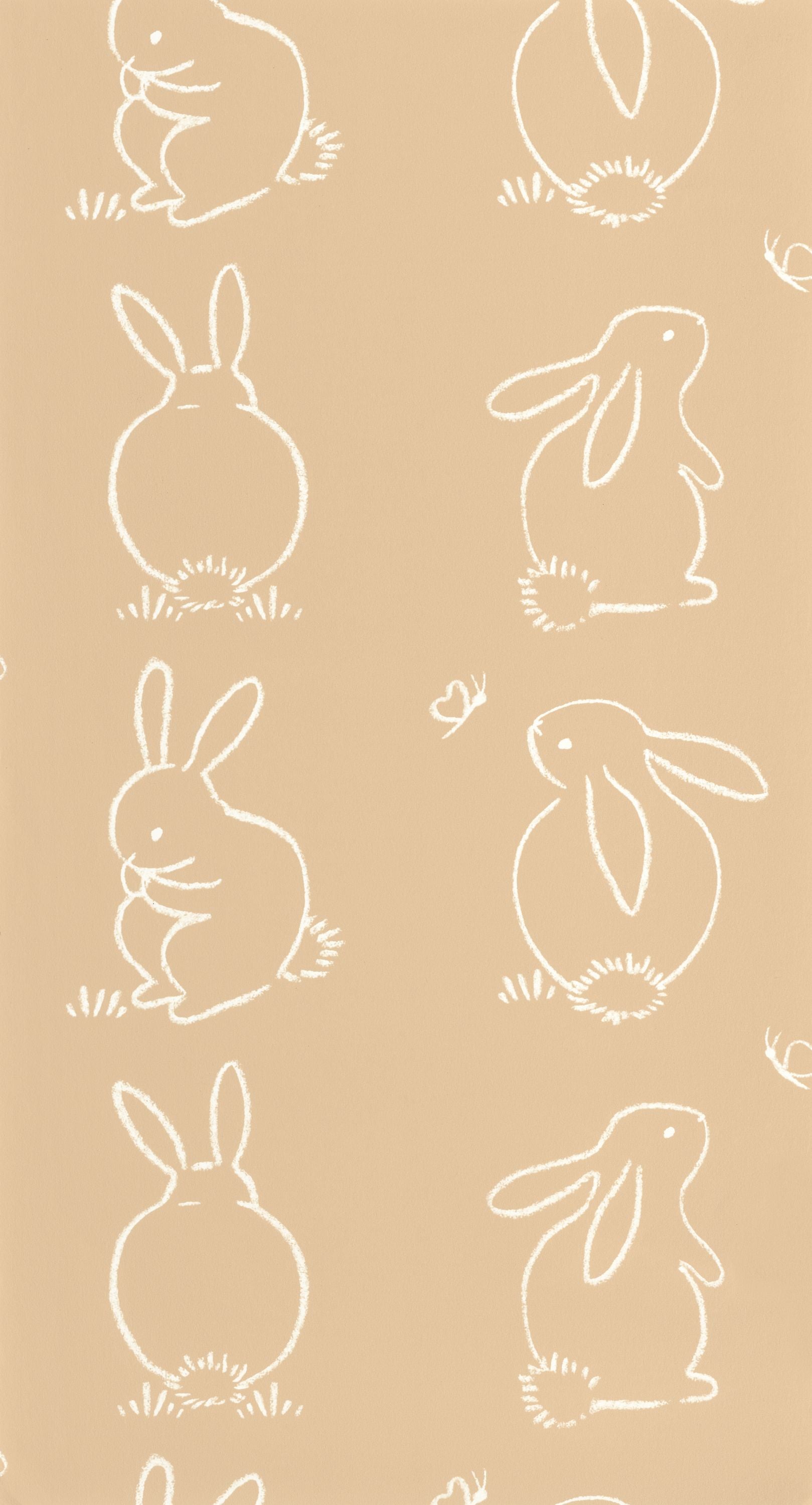 Papel pintado infantil -  FUNNY BUNNY BEIGE CAMEL | Perfecta para la habitación de tus hijos | Il Mondo di Alex