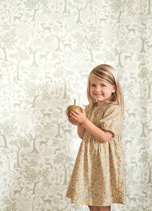 Papel pintado infantil -  BOSQUE POETICO VERDE | Perfecta para la habitación de tus hijos | Il Mondo di Alex
