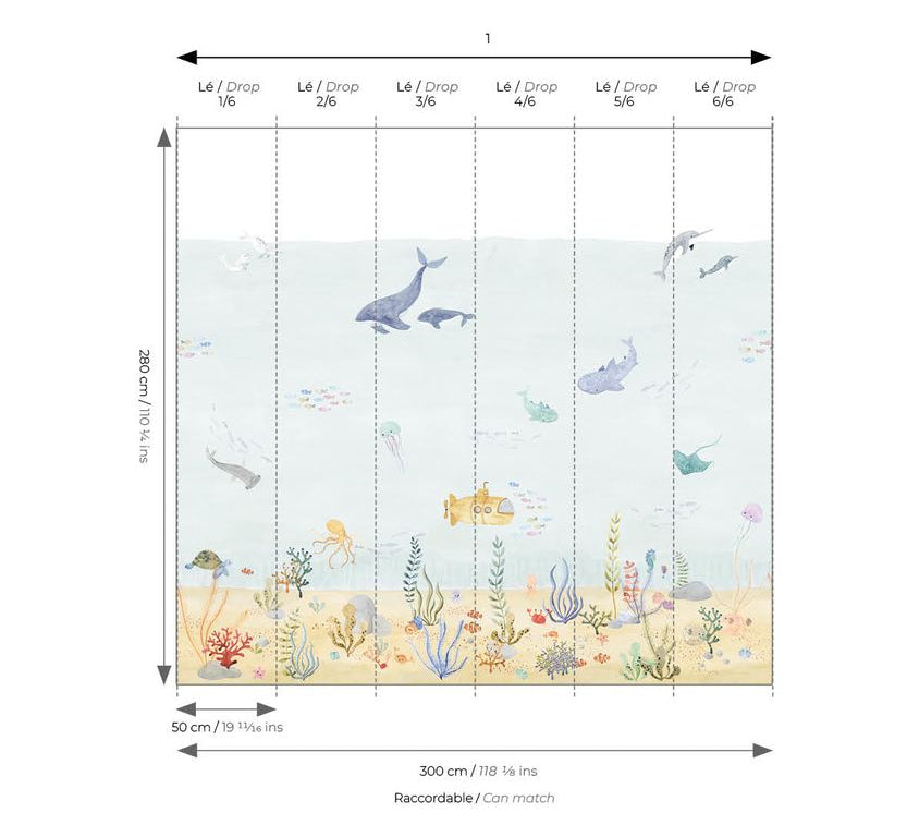 Mural infantil Panorámico - EXPLORACIÓN SUBMARINA