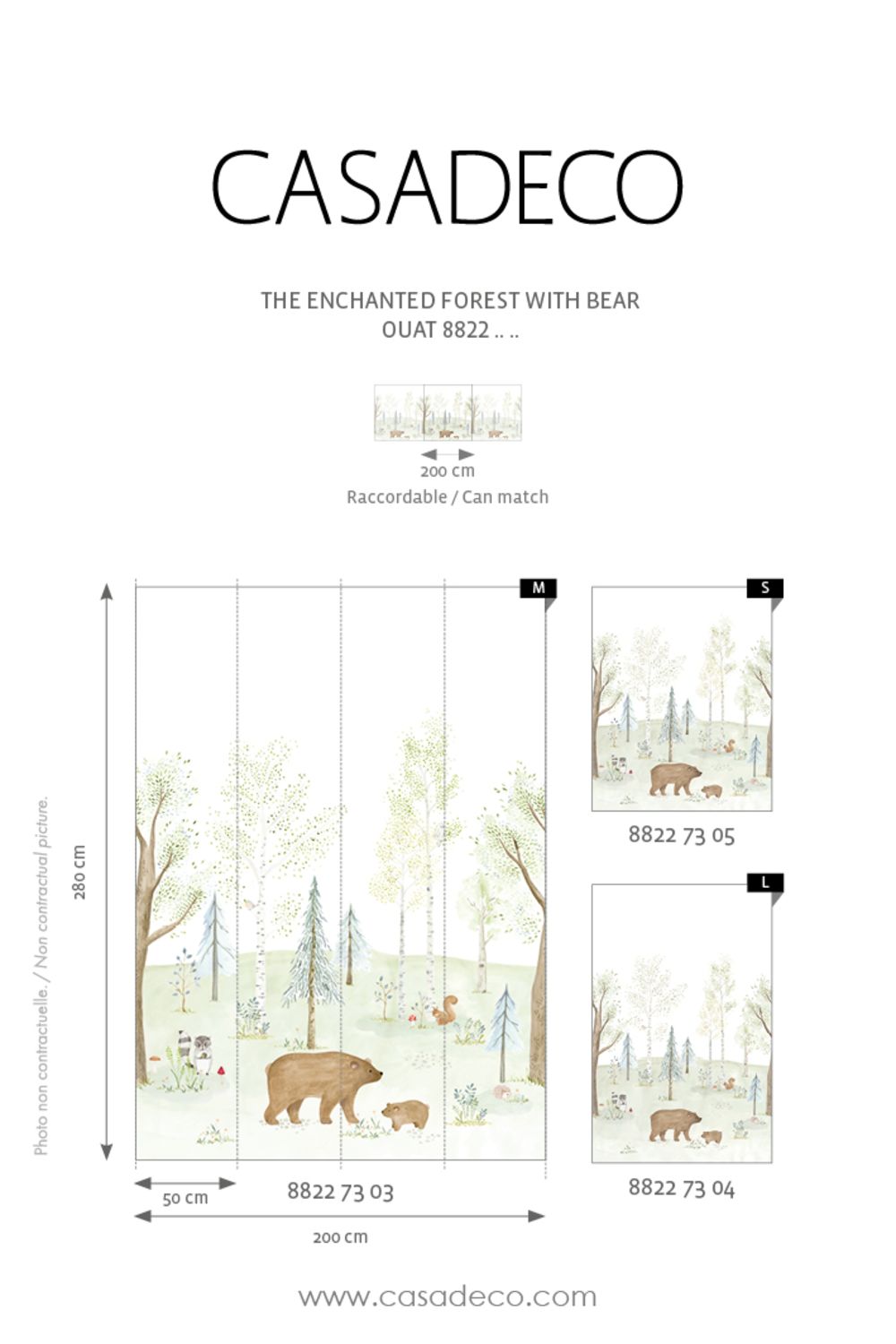 Mural infantil Panorámico -  EL BOSQUE ENCANTADO CON OSO
