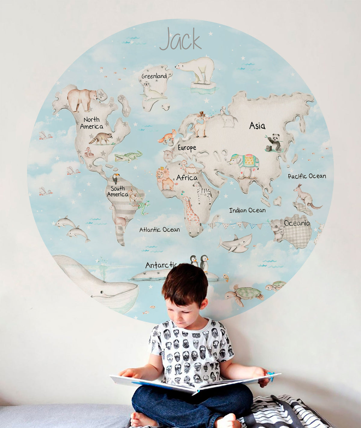 MAPA MUNDI GRIS F.AZUL Ventana mágica infantil | Il Mondo di Alex