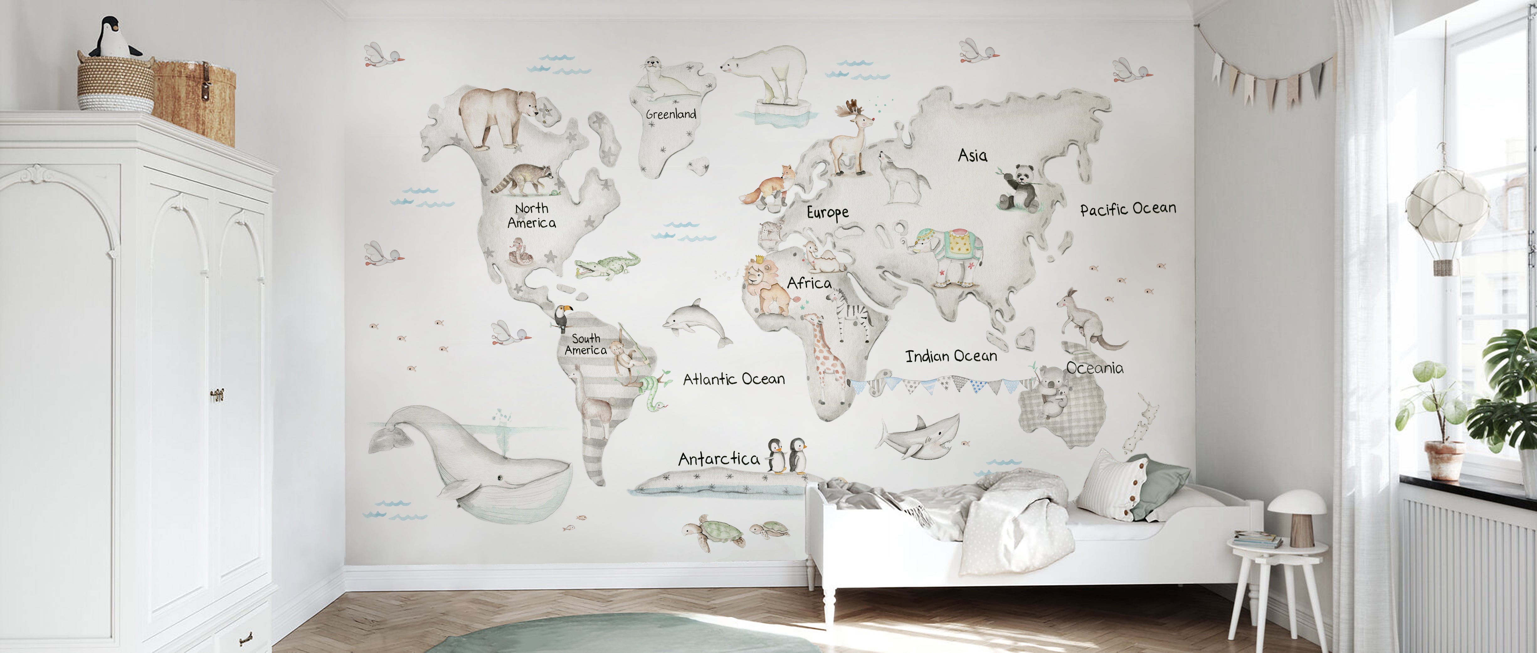 MAPA MUNDI GRIS Mural de papel pintado - Il Mondo di Alex