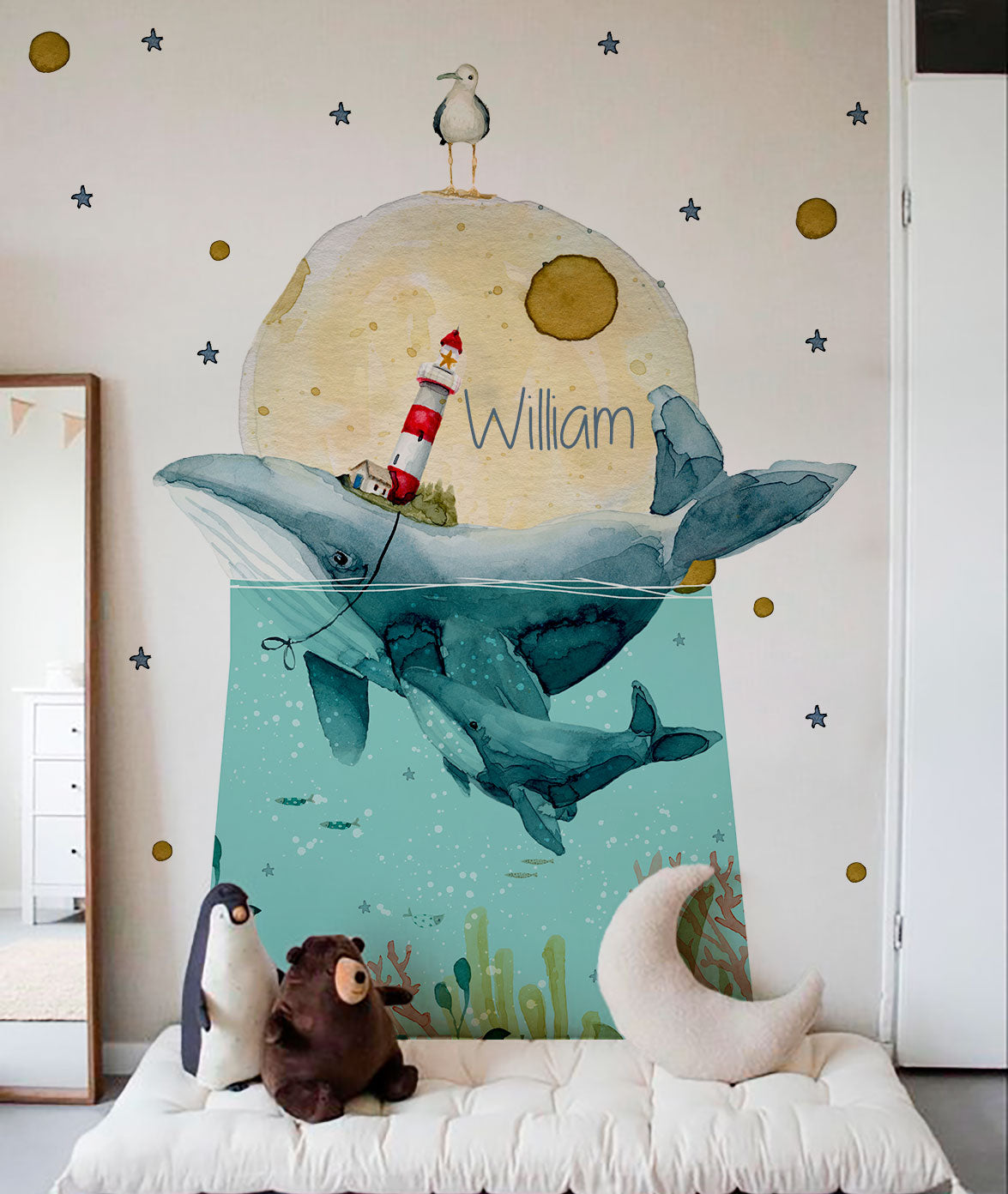 Vinilo pared XXL Ballenas Ocean