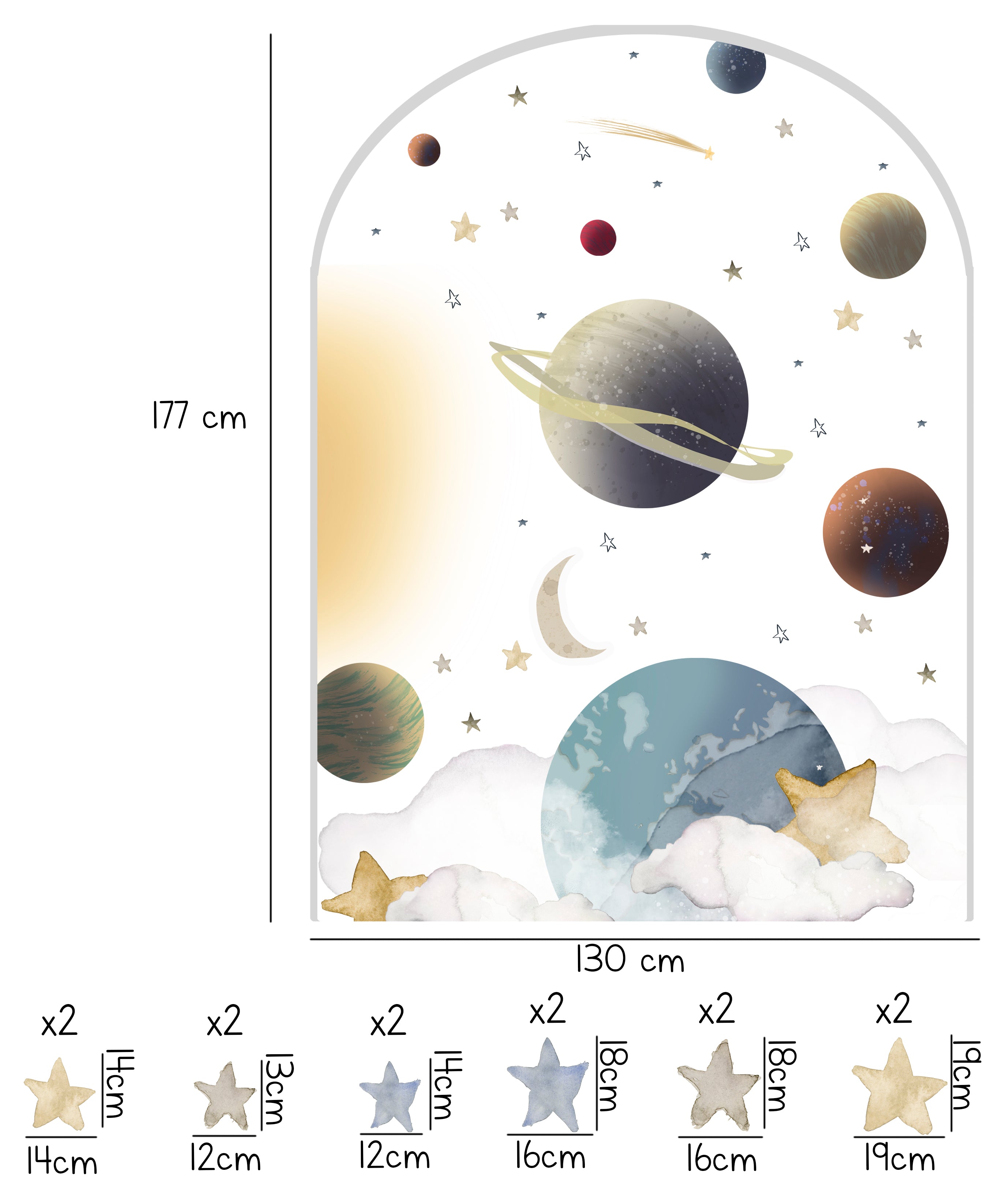 PLANETAS EN EL ESPACIO I Arco adhesivo infantil