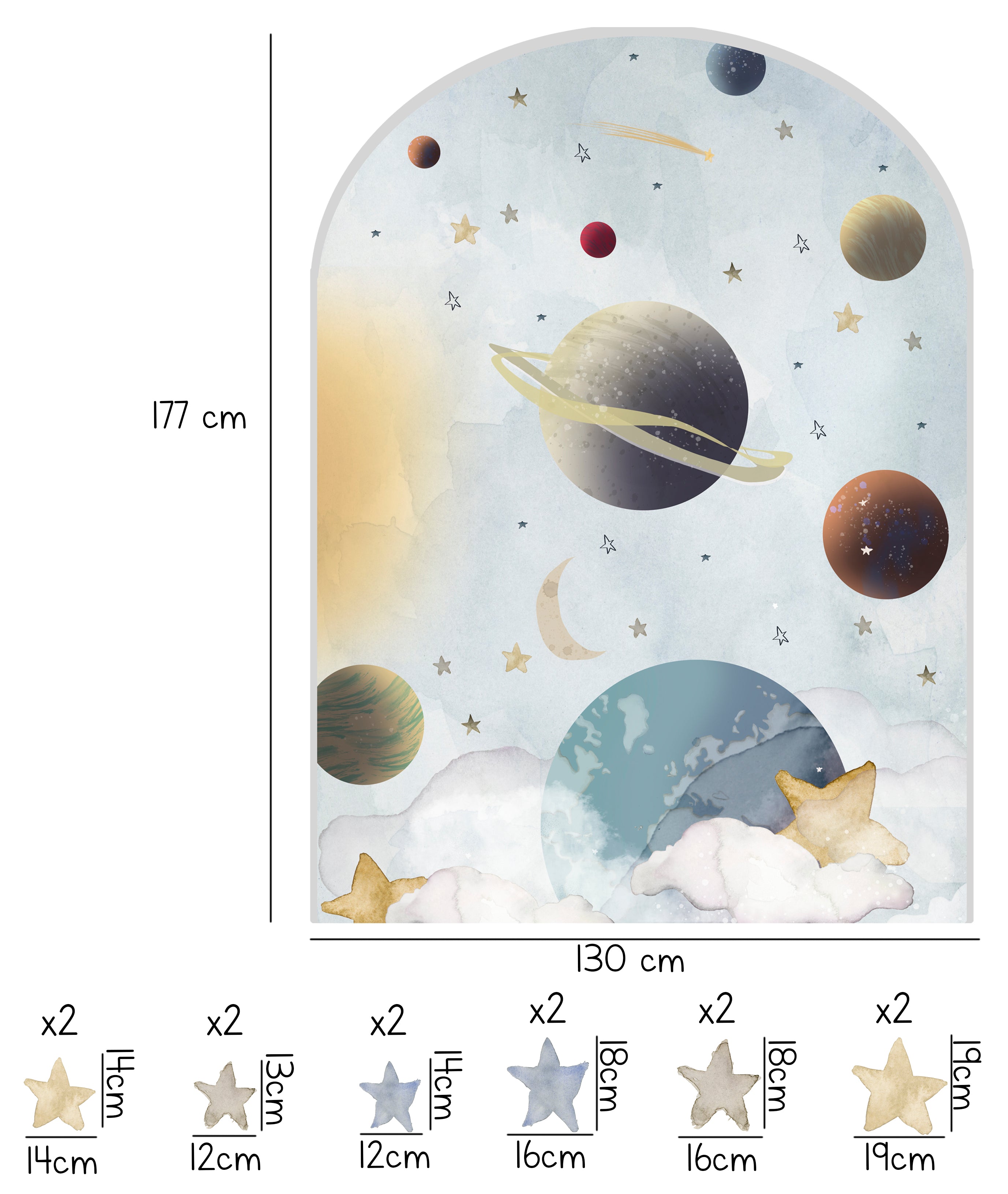 PLANETAS EN EL ESPACIO II Arco adhesivo infantil