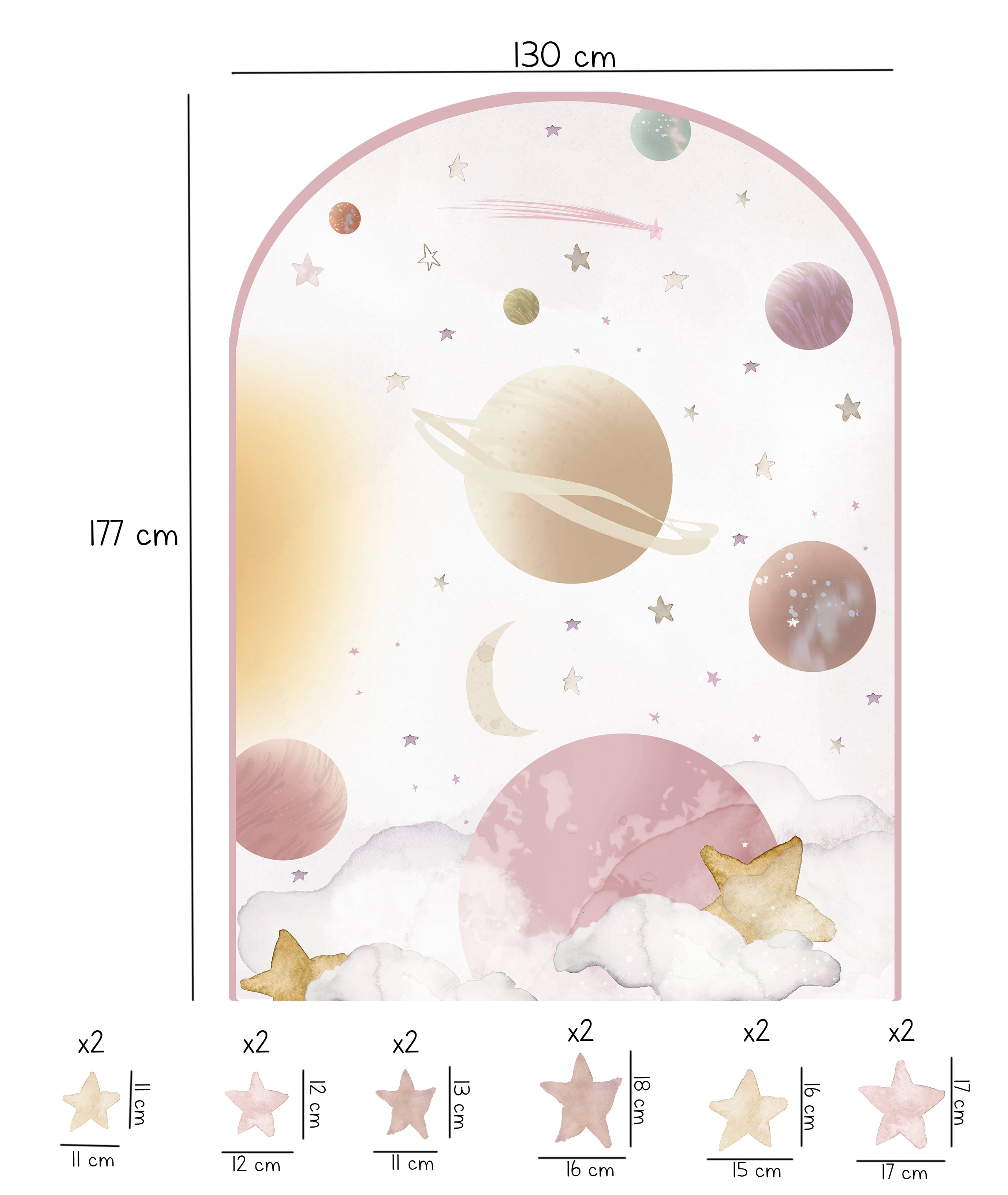 PLANETAS EN EL ESPACIO III Arco adhesivo infantil