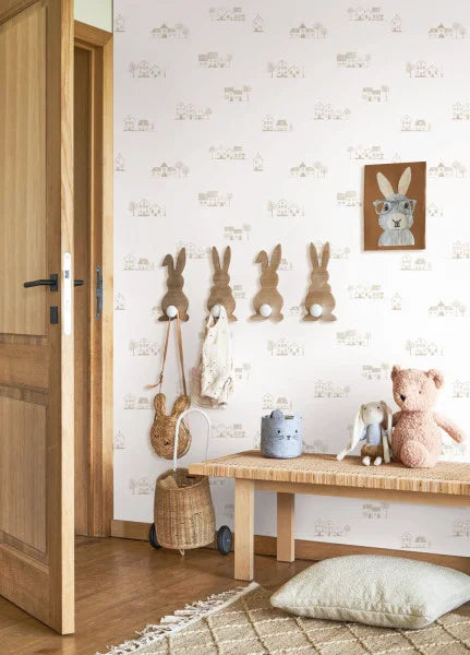 Papel pintado infantil - PASEO POR EL PUEBLO