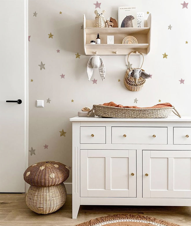 Estrellas rosas fantasy world Papel pintado infantil | Perfecta para la habitación de tus hijos | Il Mondo di Alex