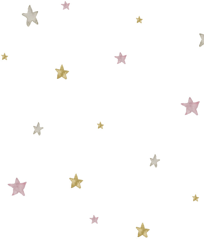Estrellas rosas fantasy world Papel pintado infantil | Perfecta para la habitación de tus hijos | Il Mondo di Alex