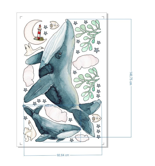 MAXI VINILO Ballenas | Perfecta para la habitación de tus hijos | Il Mondo di Alex