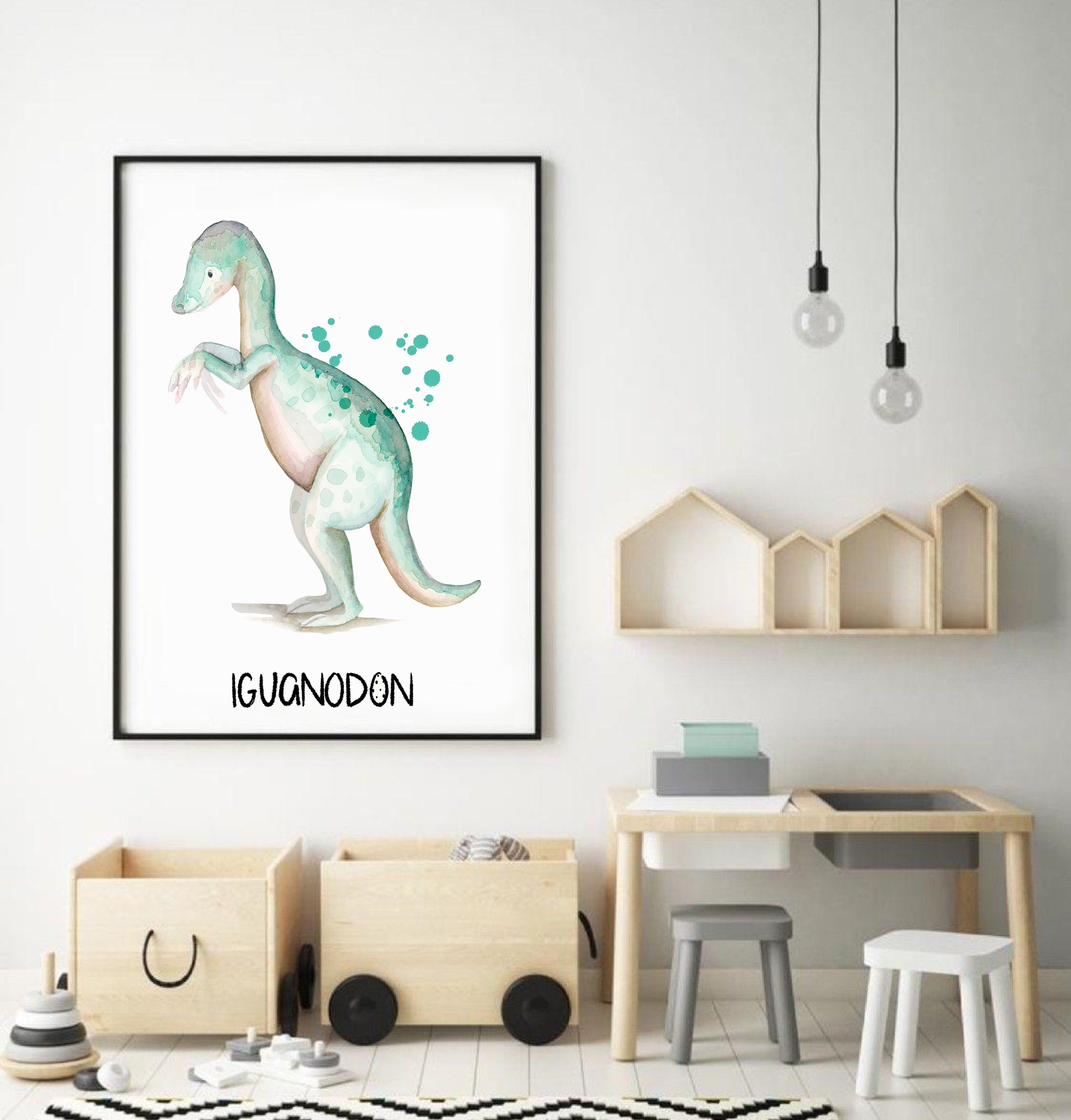 DINO IGUANADON Cuadro infantil personalizado