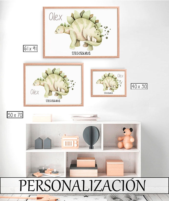 DINO STEGOSAURUS Cuadro infantil personalizado