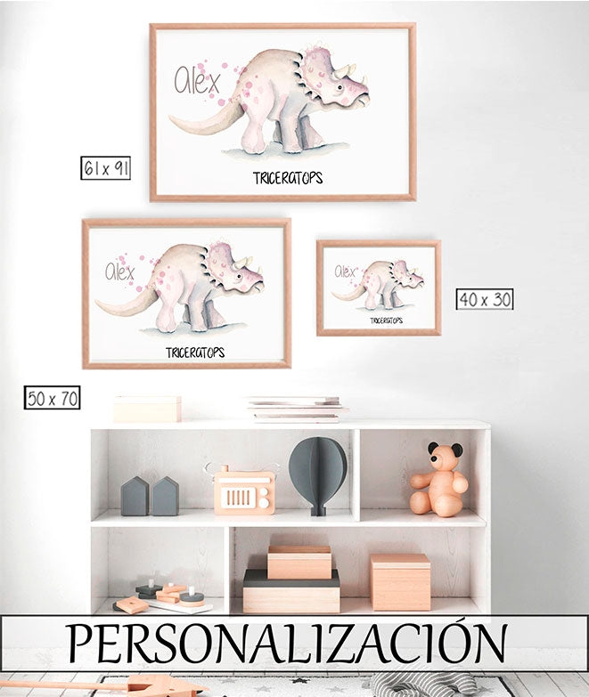 DINO TRICERATOPS Cuadro infantil personalizado