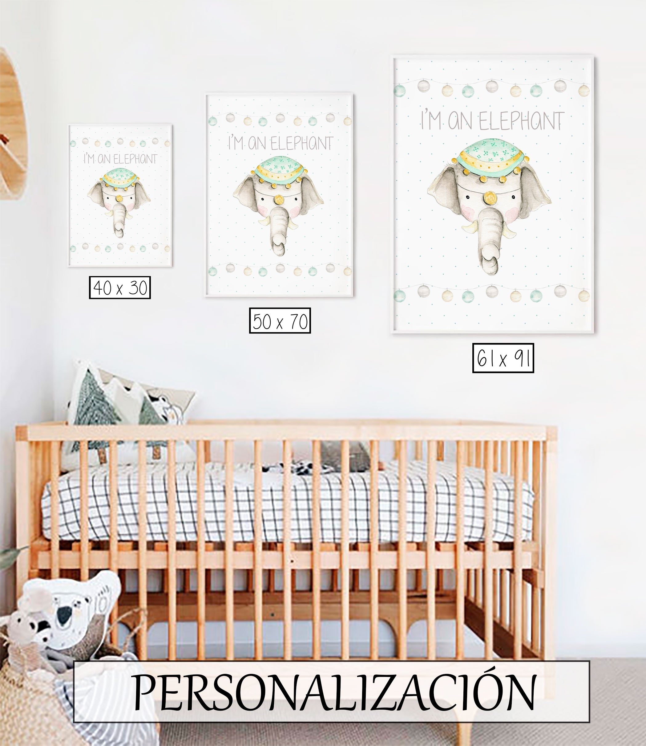 ELEFANTE Cuadro infantil personalizado