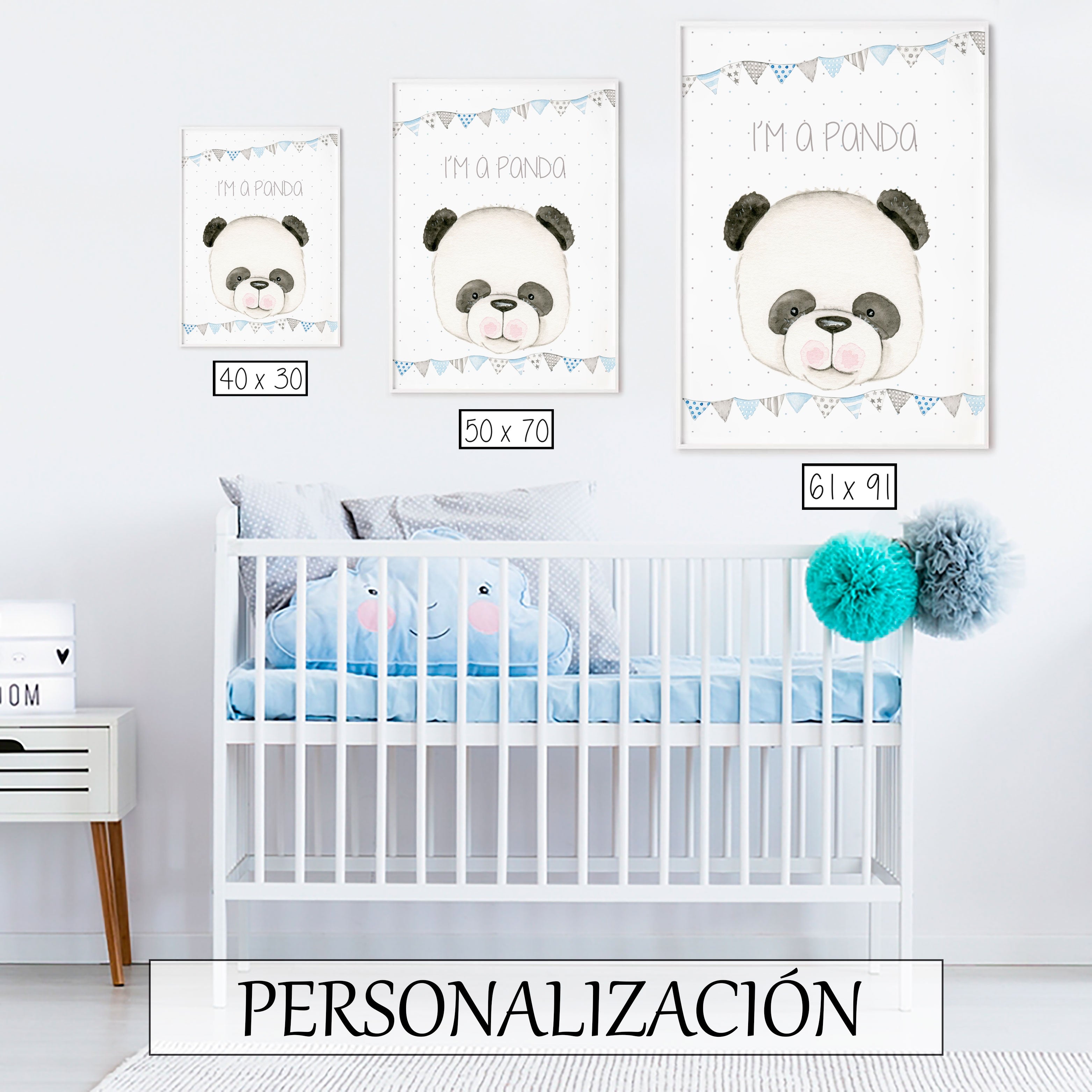 PANDA Cuadro infantil personalizado