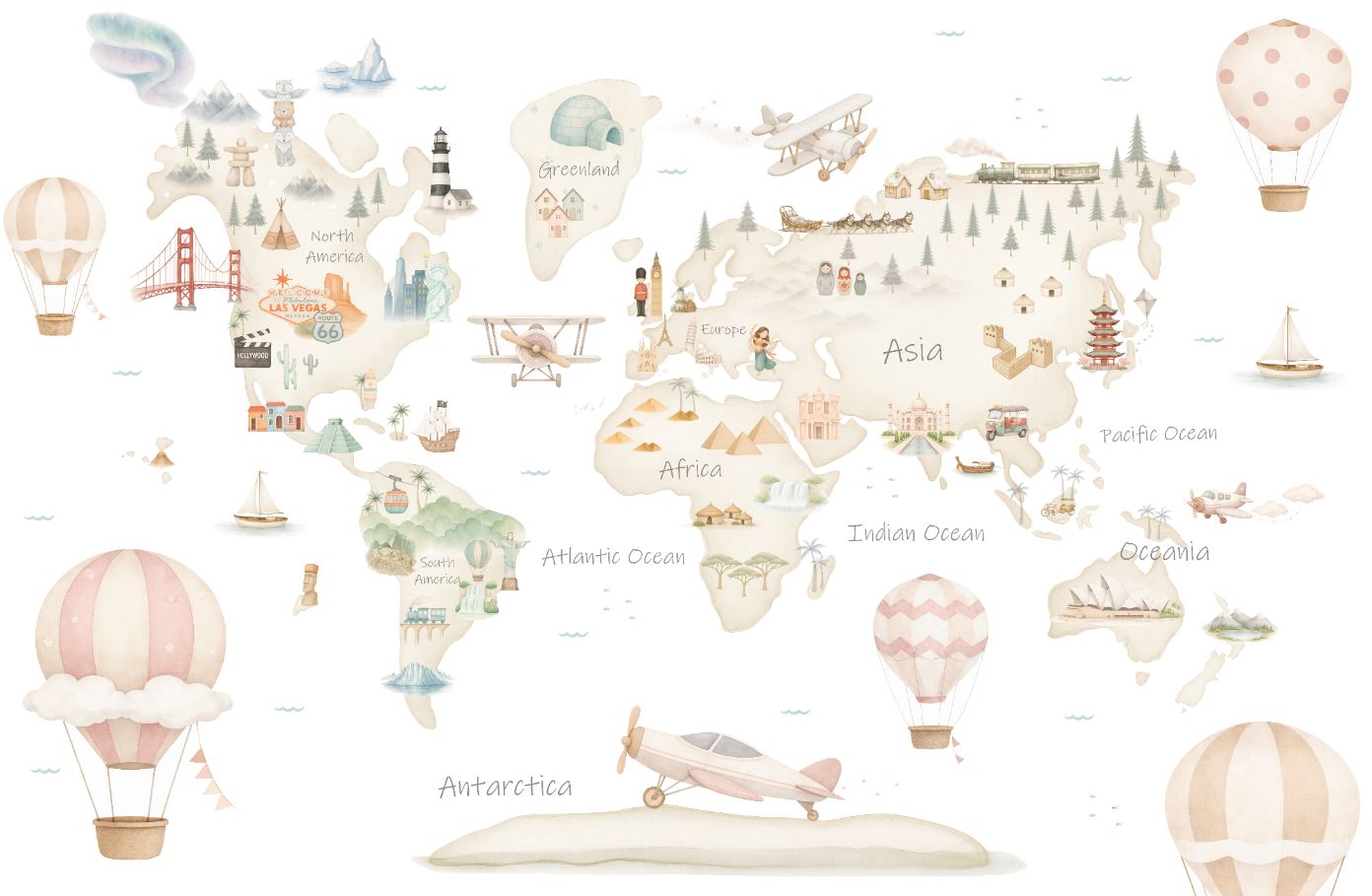 Mural de papel pintado - MAPA MUNDI ADVENTURE II | Perfecta para la habitación de tus hijos | Il Mondo di Alex