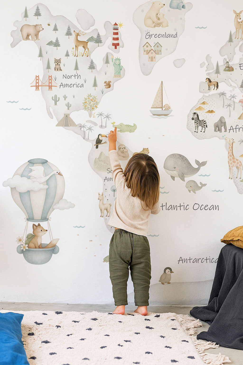 Mural de papel pintado MAPA MUNDI GRIS CONTINENTES