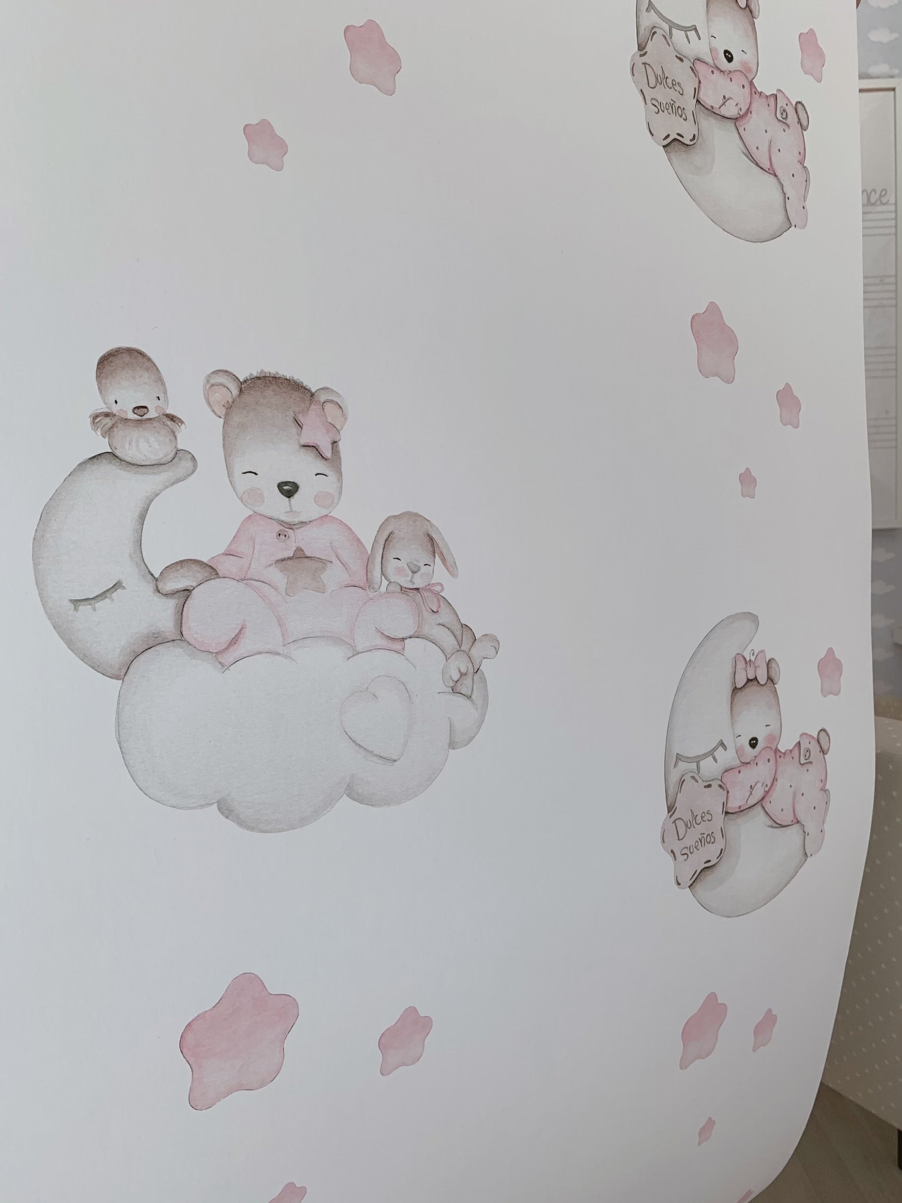 DULCES SUEÑOS ROSA Papel pintado infantil