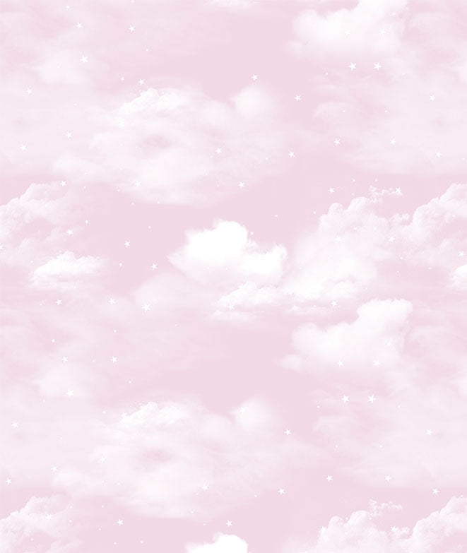 NUBES FONDO ROSA Papel pintado infantil