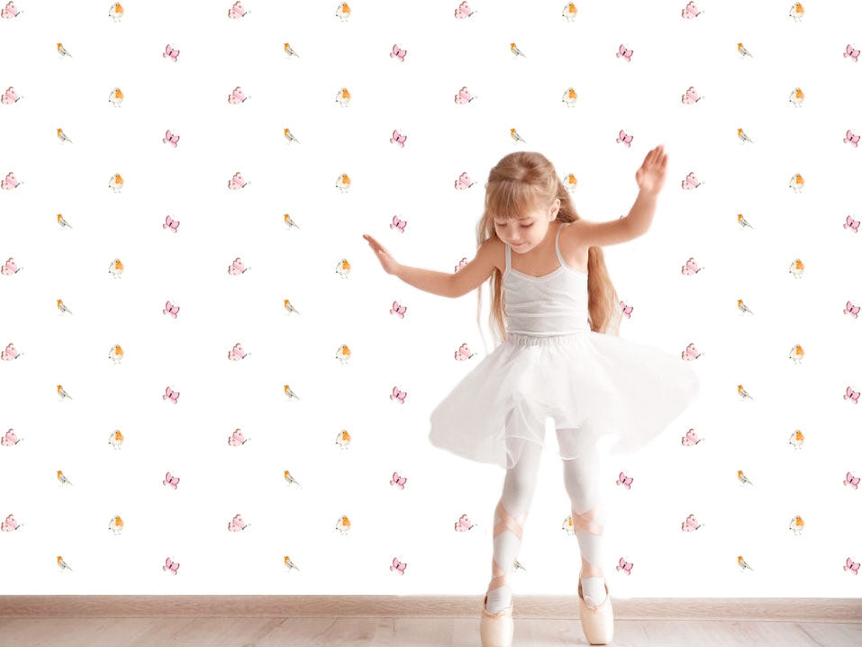 PÁJAROS Y MARIPOSAS Papel pintado infantil